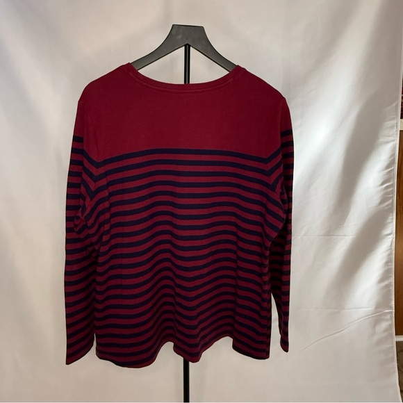 Kim Rogers Burgundy and Navy Striped Top - Picture 2 of 3
